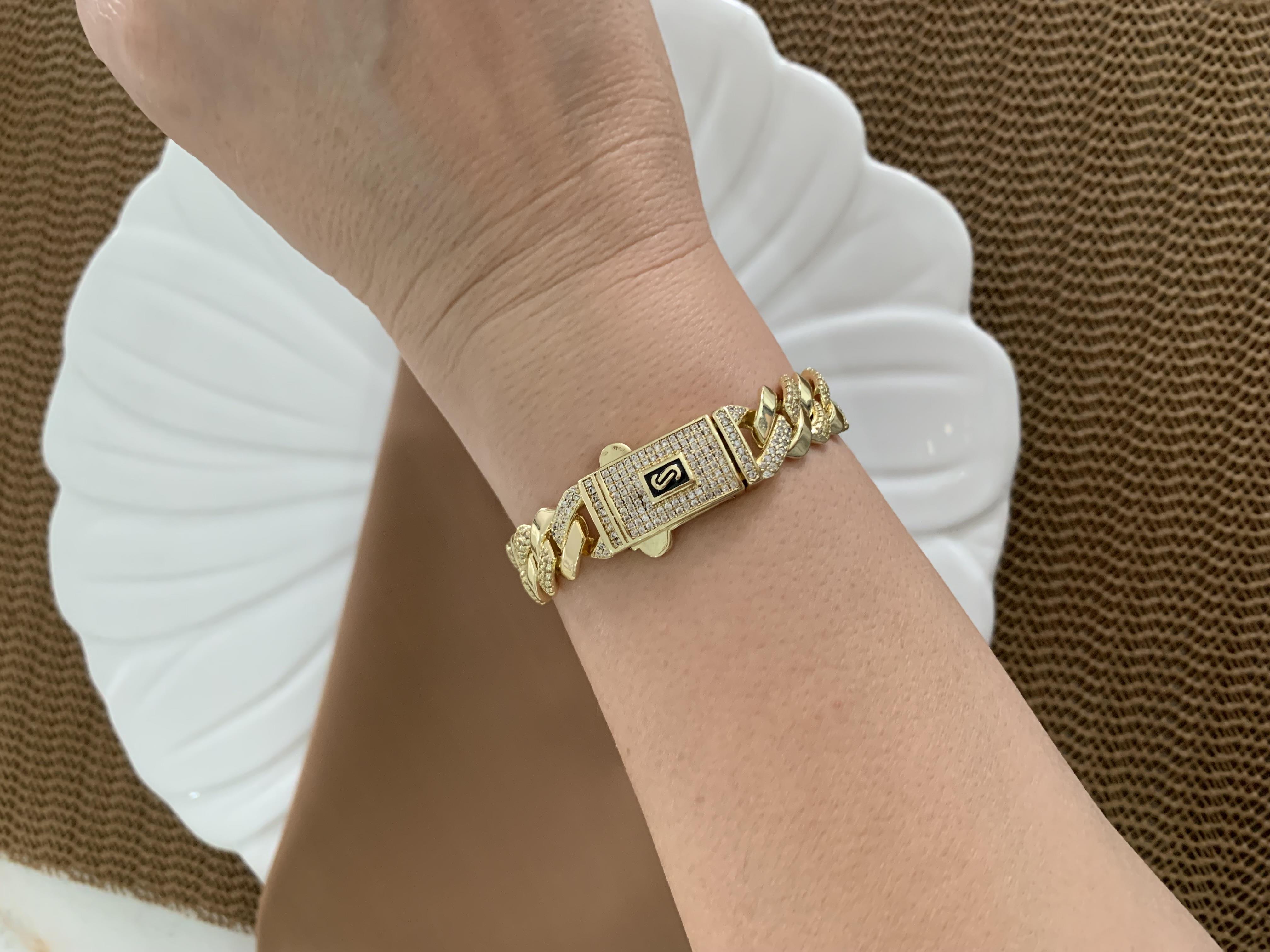 Vip Gold 19 Cm Zirkon Taşlı Kesme Gurmet Bileklik