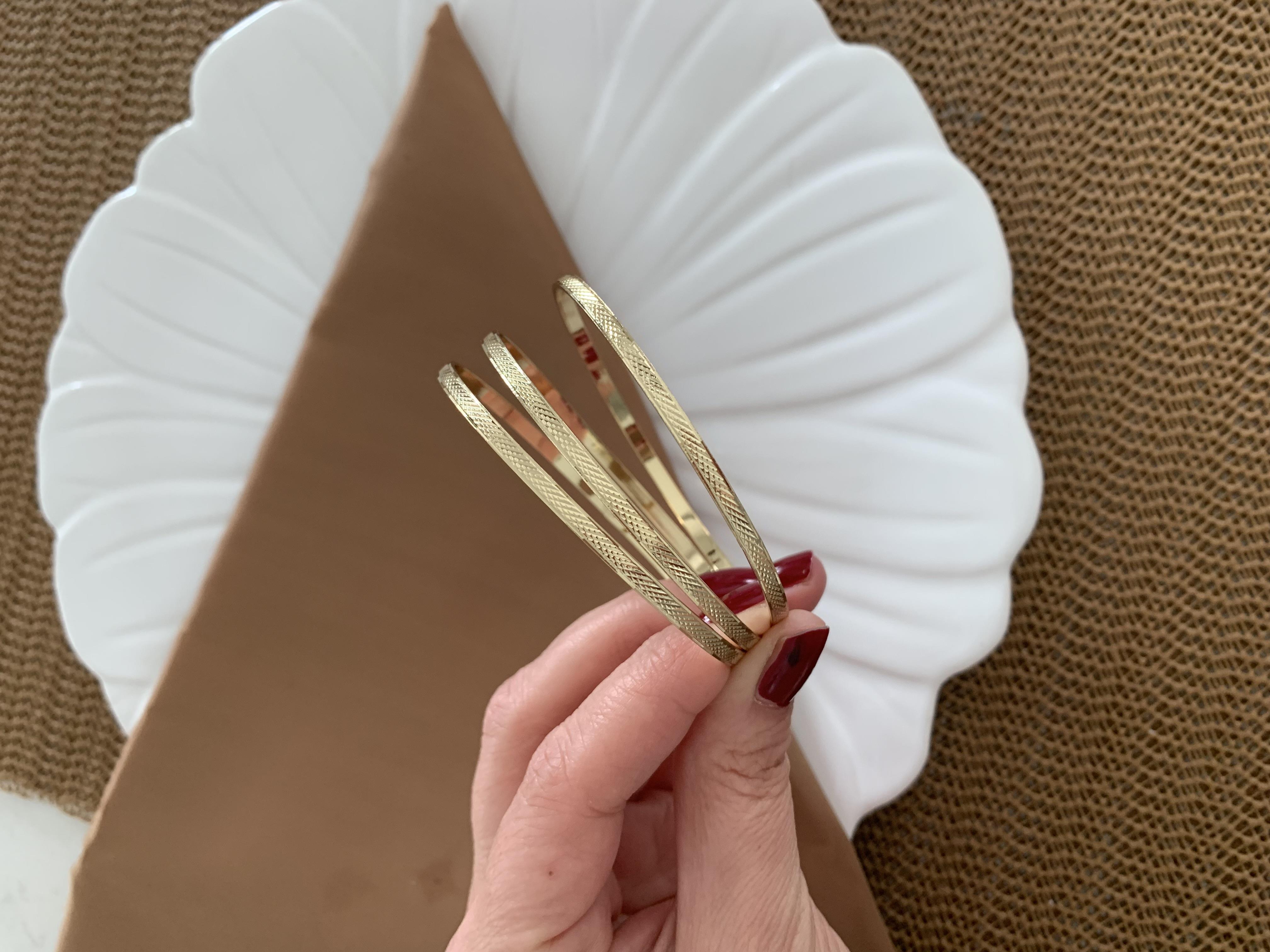 Vip Gold 3 Lü Çizgi Pırıltılı Bilezik