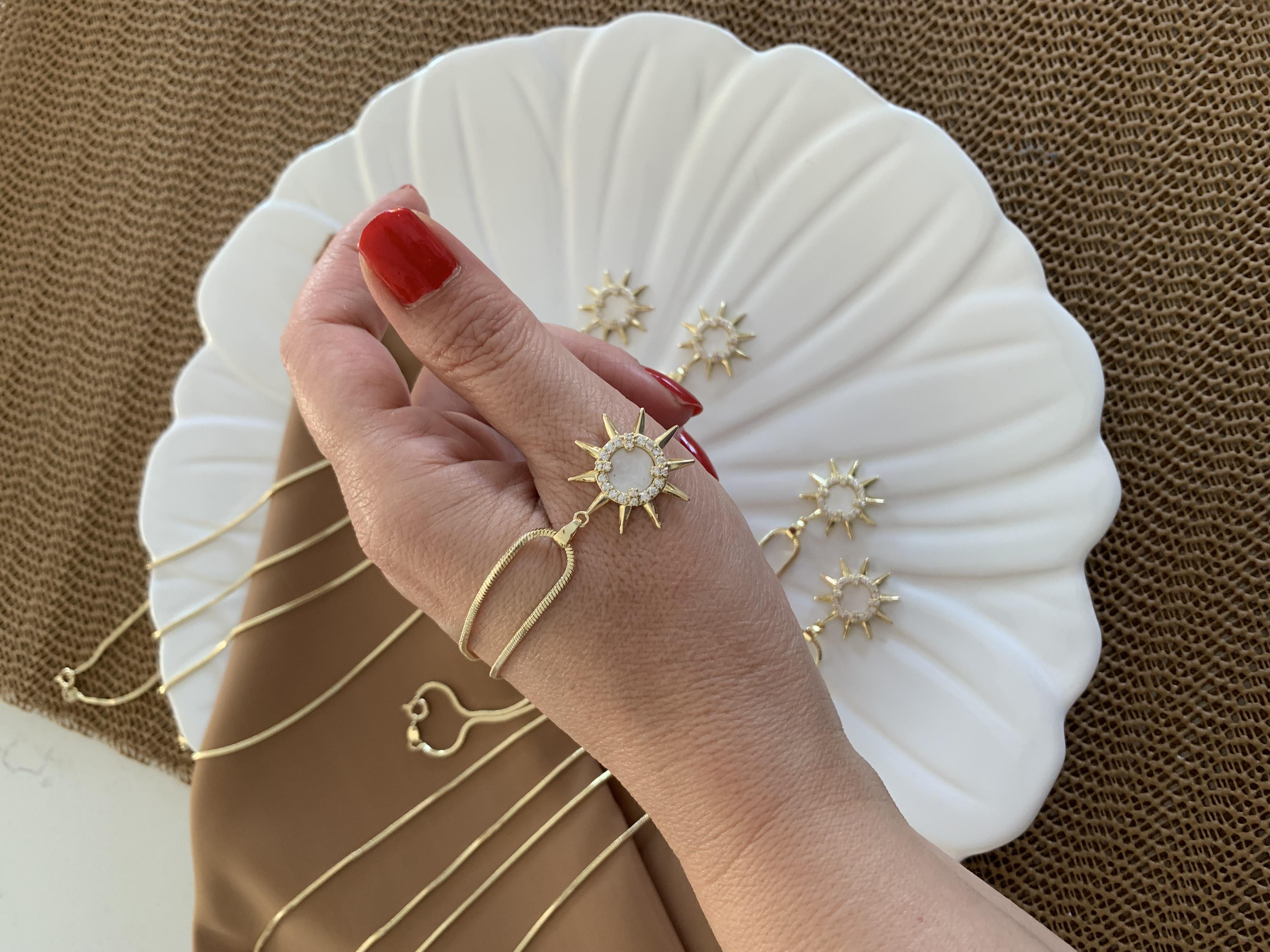 Vip Gold 45 Cm İtalyan Zincir Zirkon Taşlı Sdf Güneş Kolye