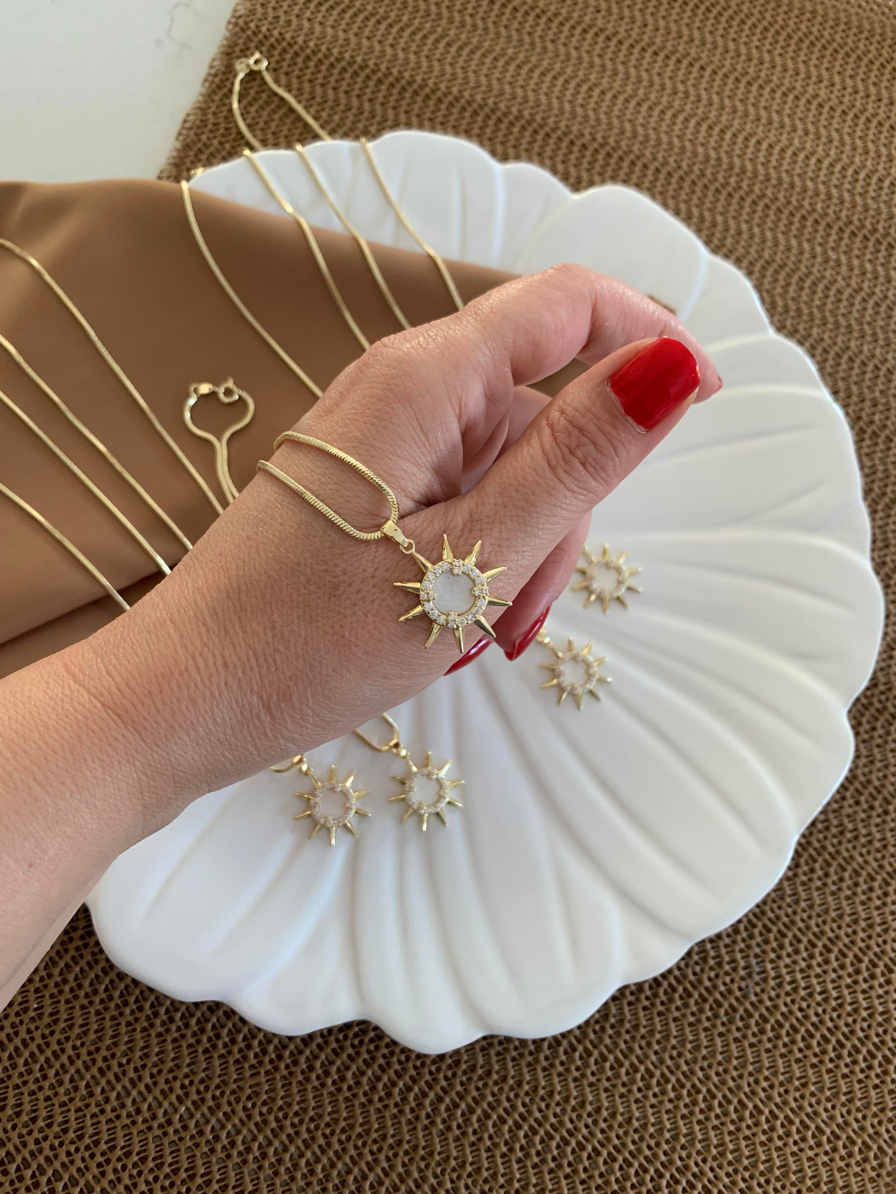 Vip Gold 50 Cm İtalyan Zincir Zirkon Taşlı Sdf Güneş Kolye