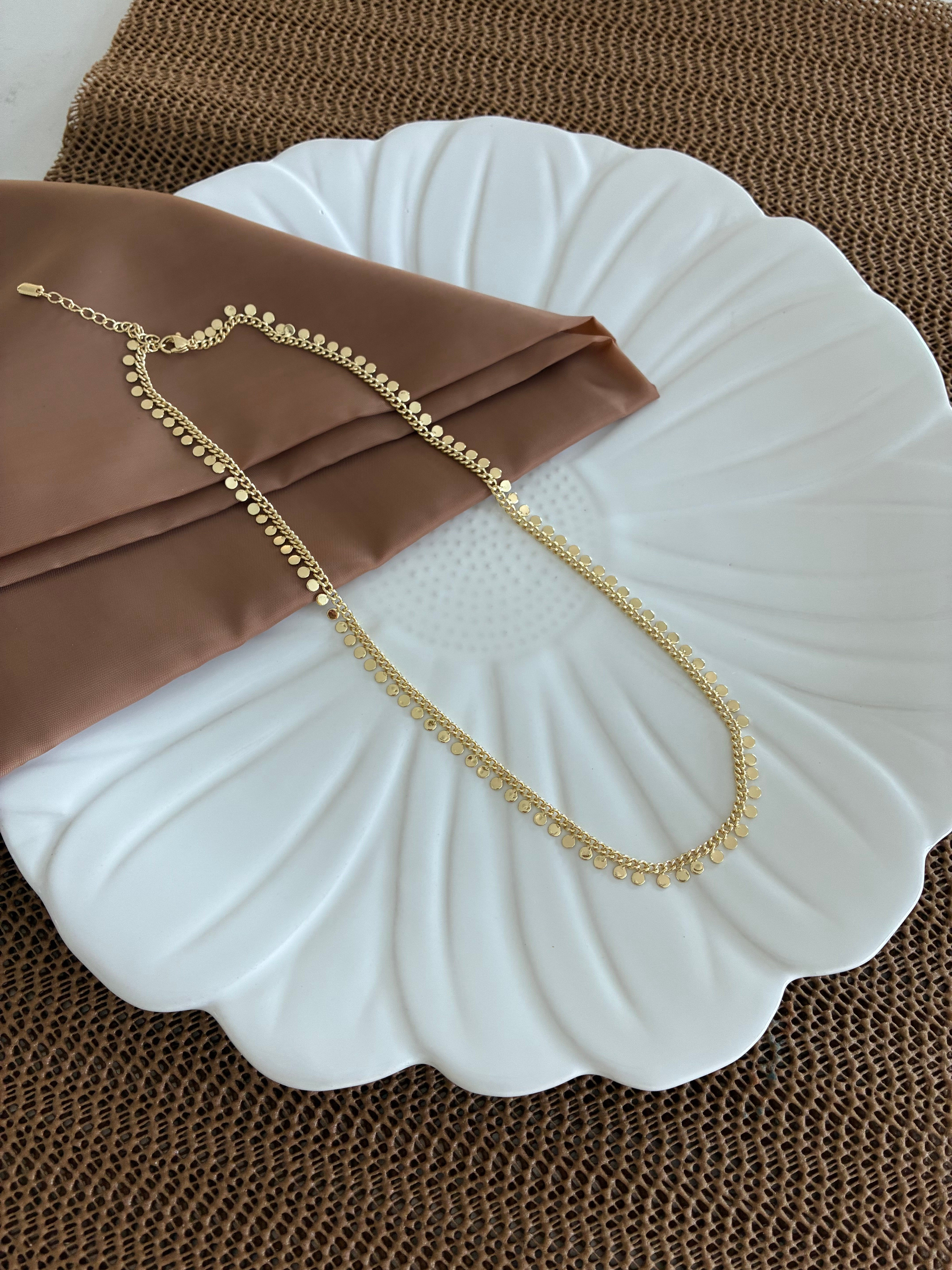 Vip Gold 45 cm Klasik Zincir Plaka Pul Sıralı Kolye