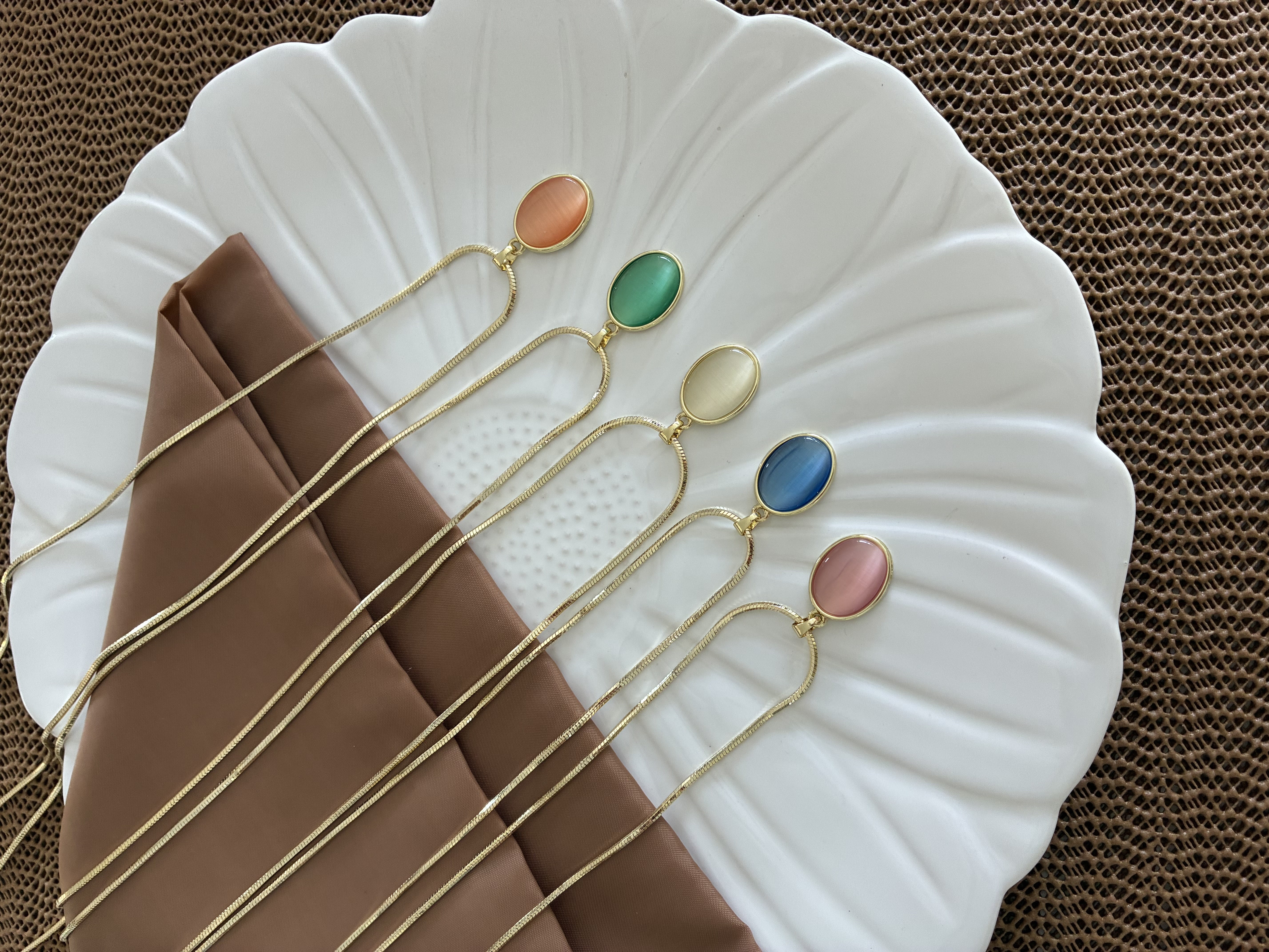 Vip Gold 60 Cm Küp İtalyan Zincirli Oval Taşlı Kolye