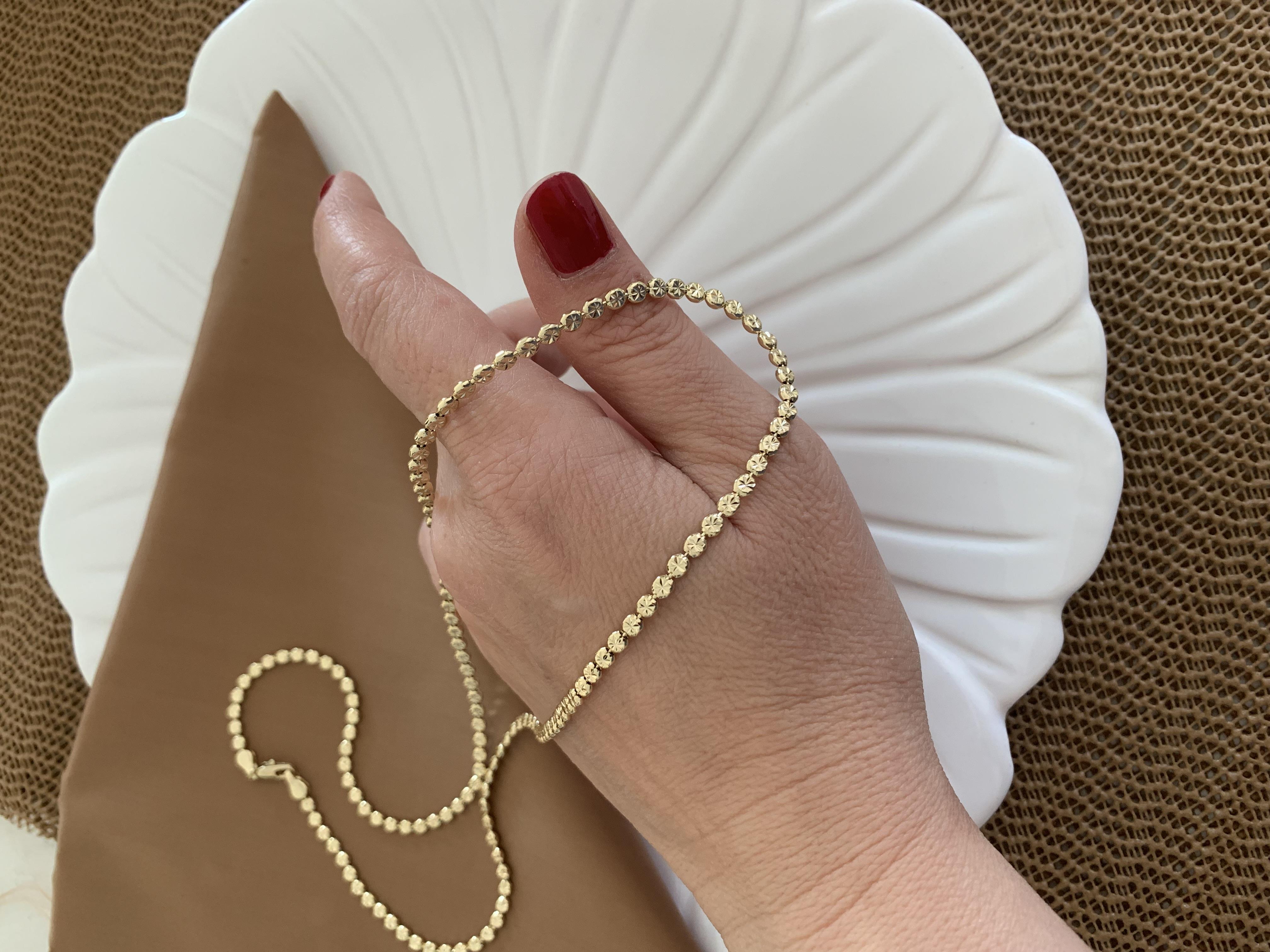Vip Gold 60 Cm Pırıltı İşlemeli Ezme Zincirli Kolye