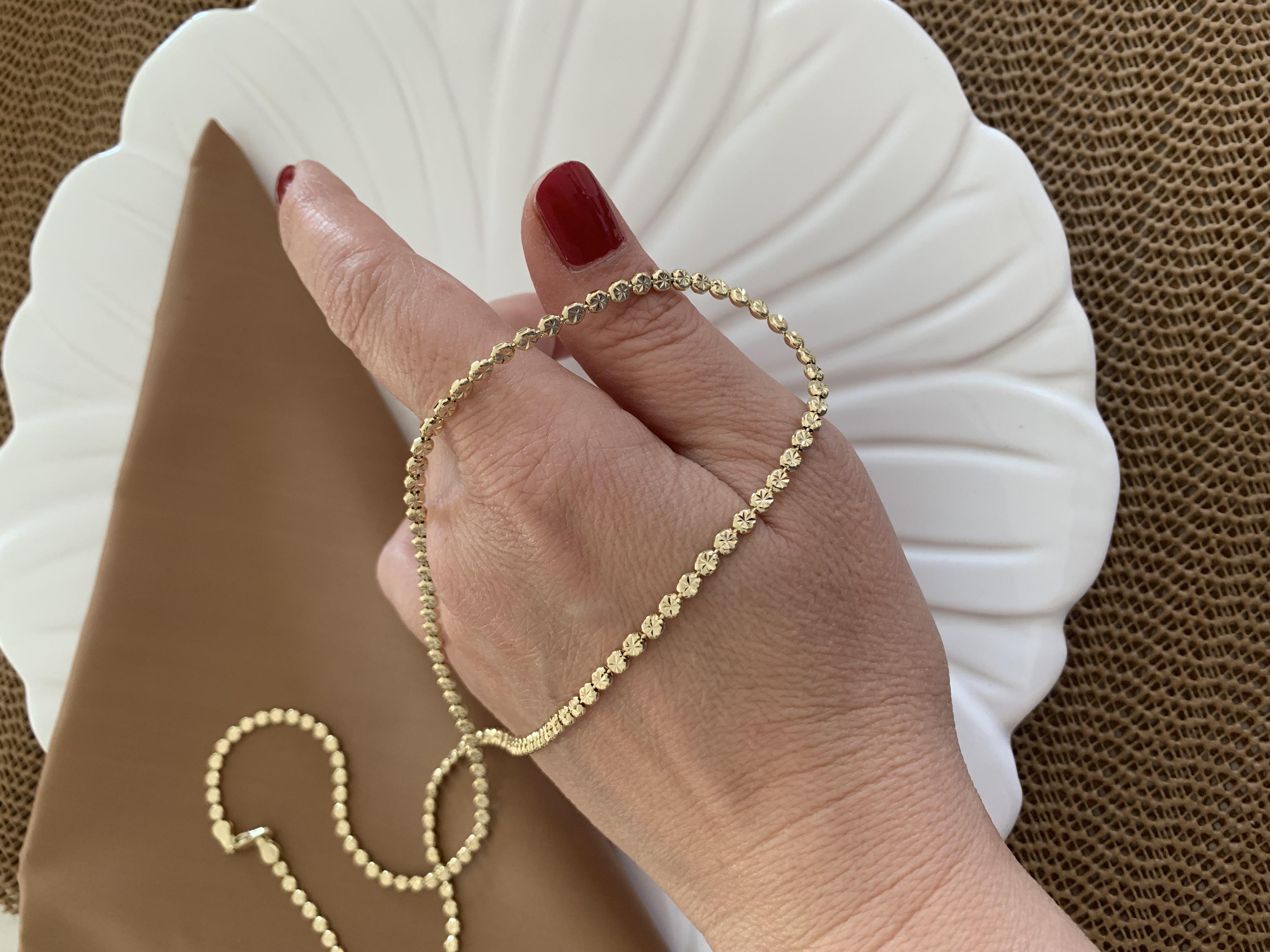 Vip Gold 60 Cm Pırıltı İşlemeli Ezme Zincirli Kolye