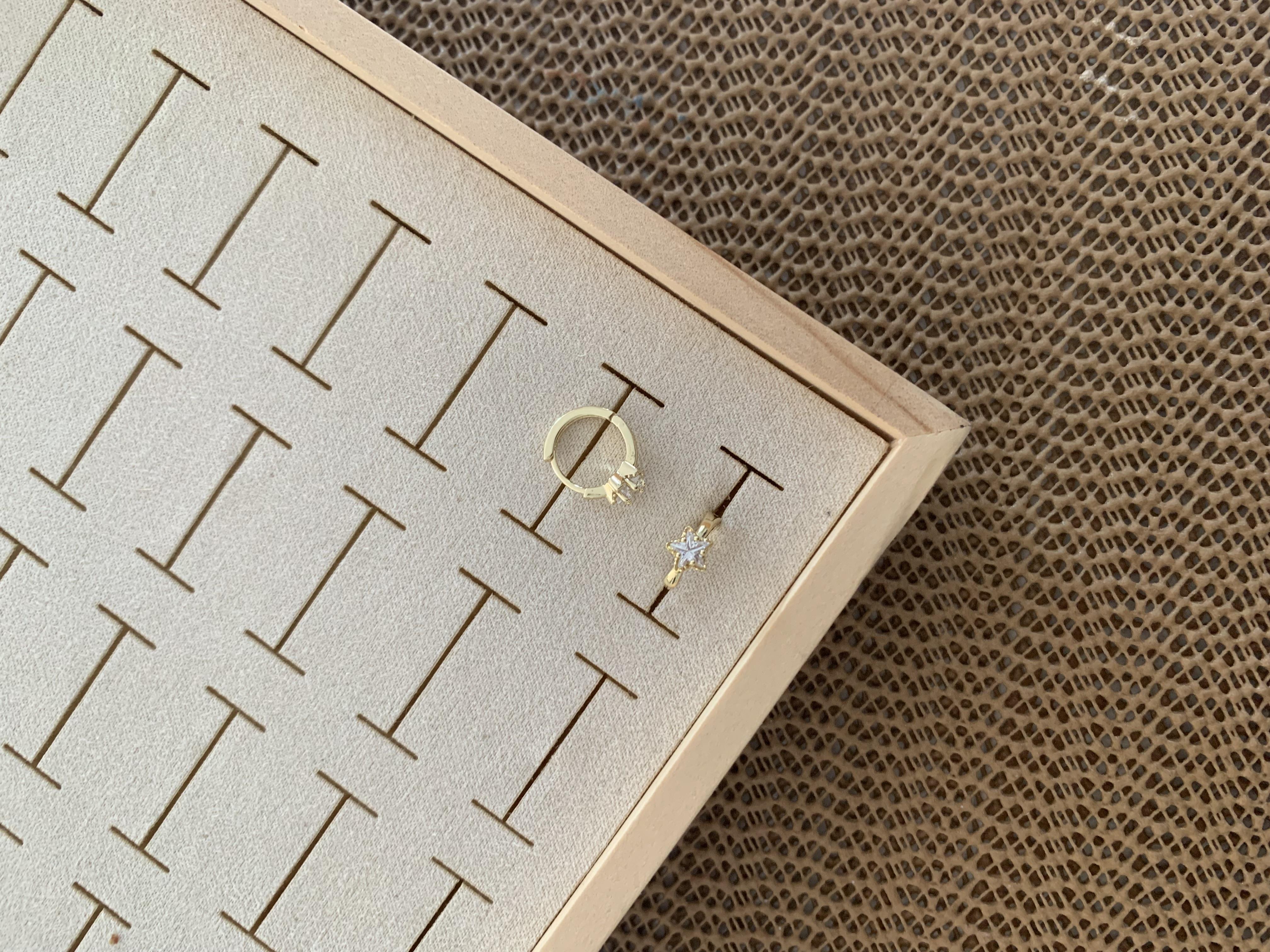 Vip Gold Baget Tek Taşlı Yıldız Halka Küpe