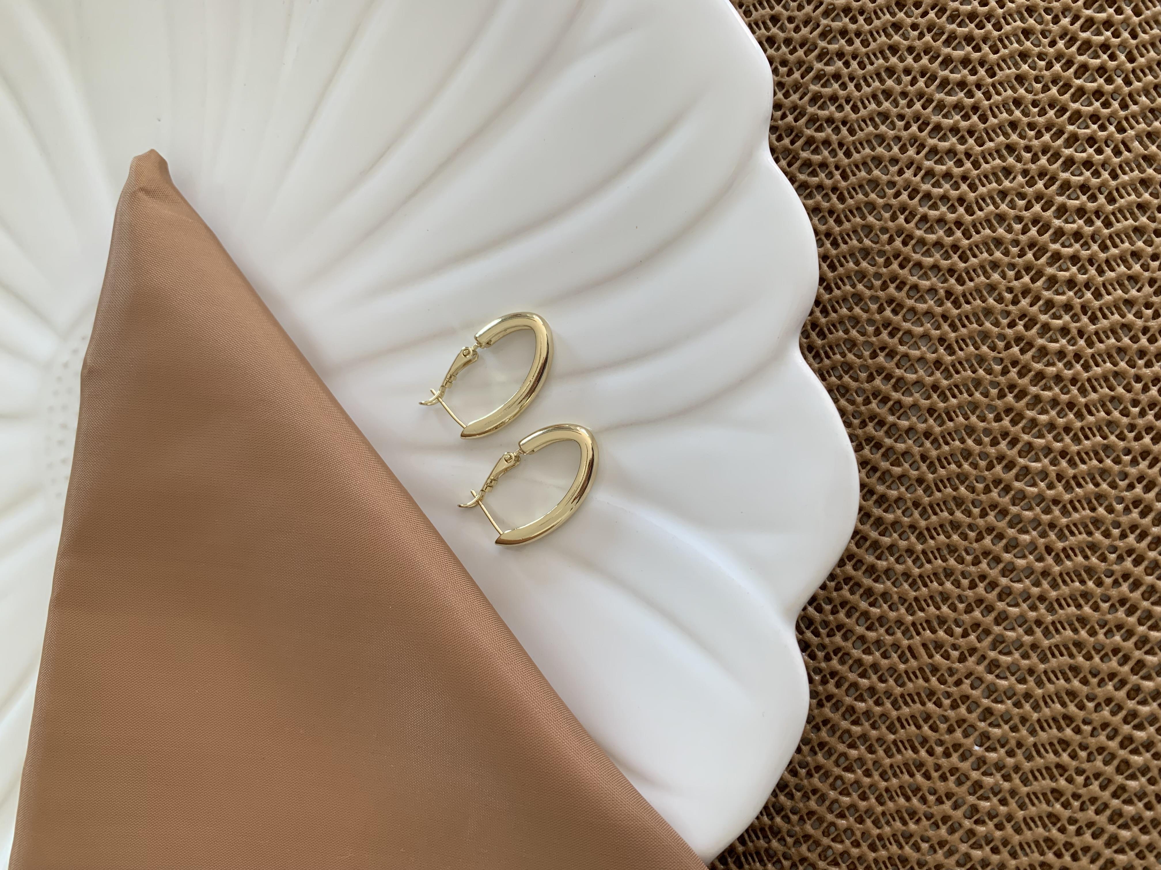 Vip Gold Bombeli Plaka Oval Küpe