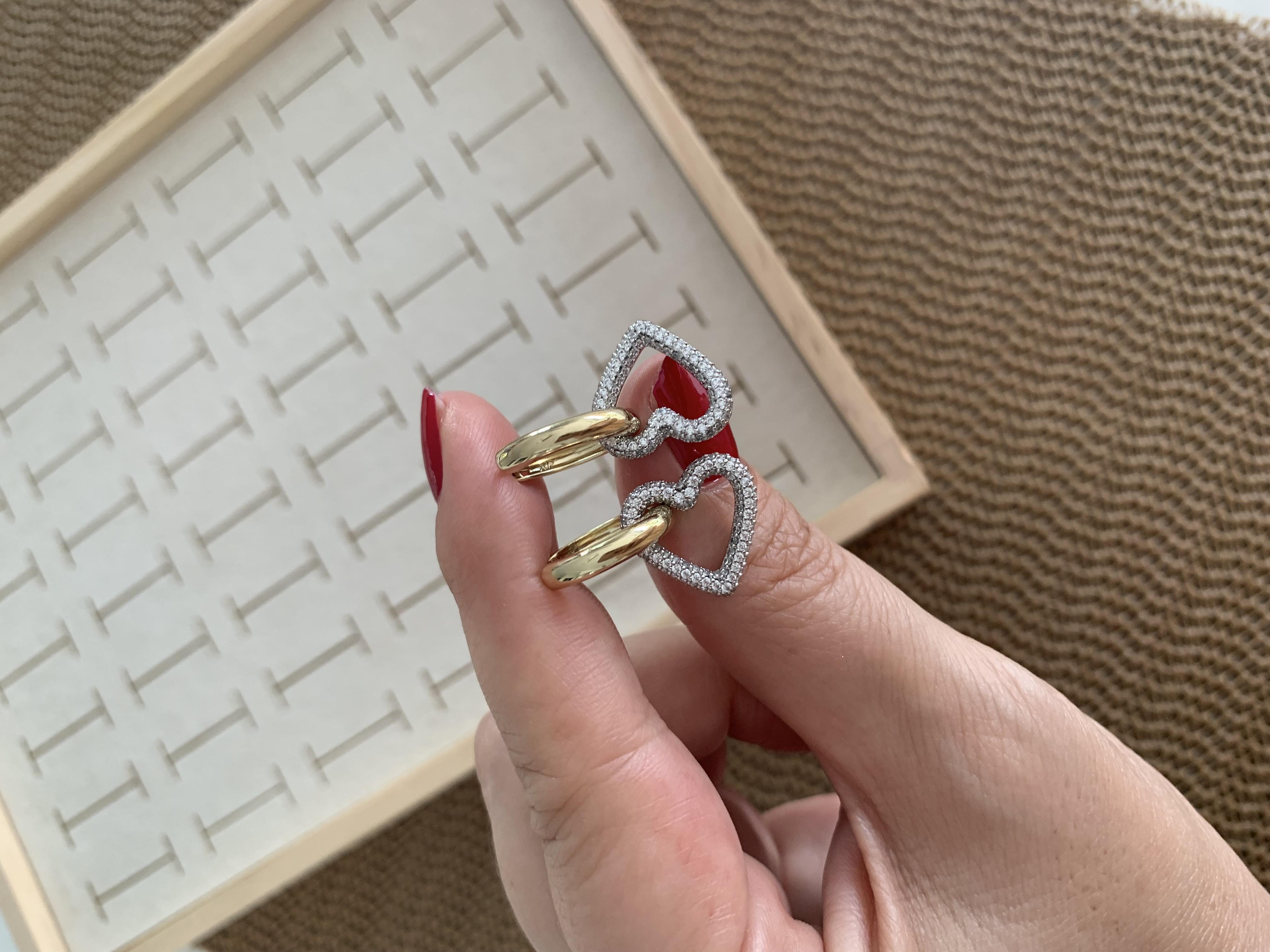 Vip Gold Boru Halka Zirkon Taşlı Kalp Sallantılı Küpe