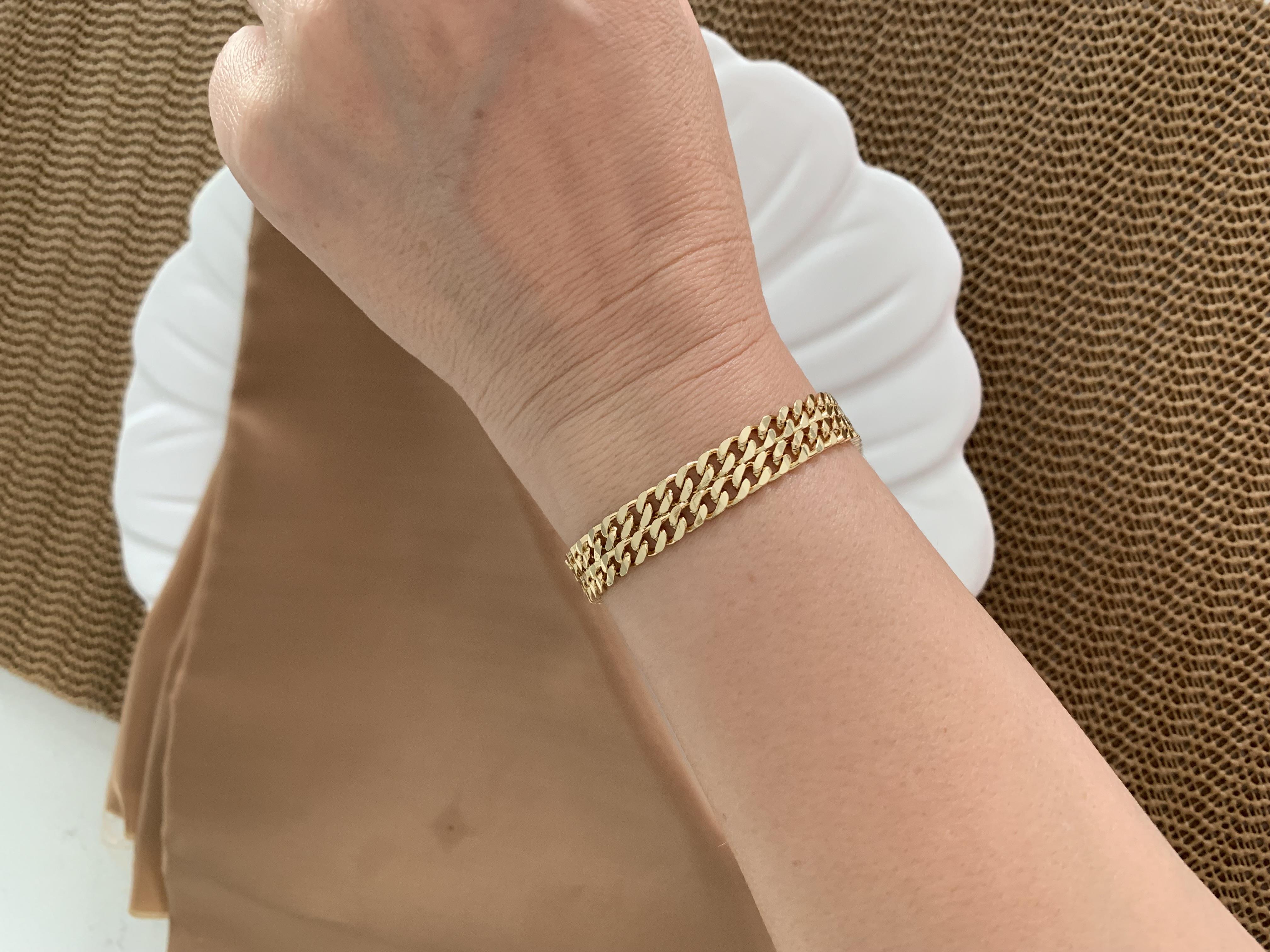 Vip Gold İki Sıra İç İçe Geçme Klasik Zincirli Bileklik