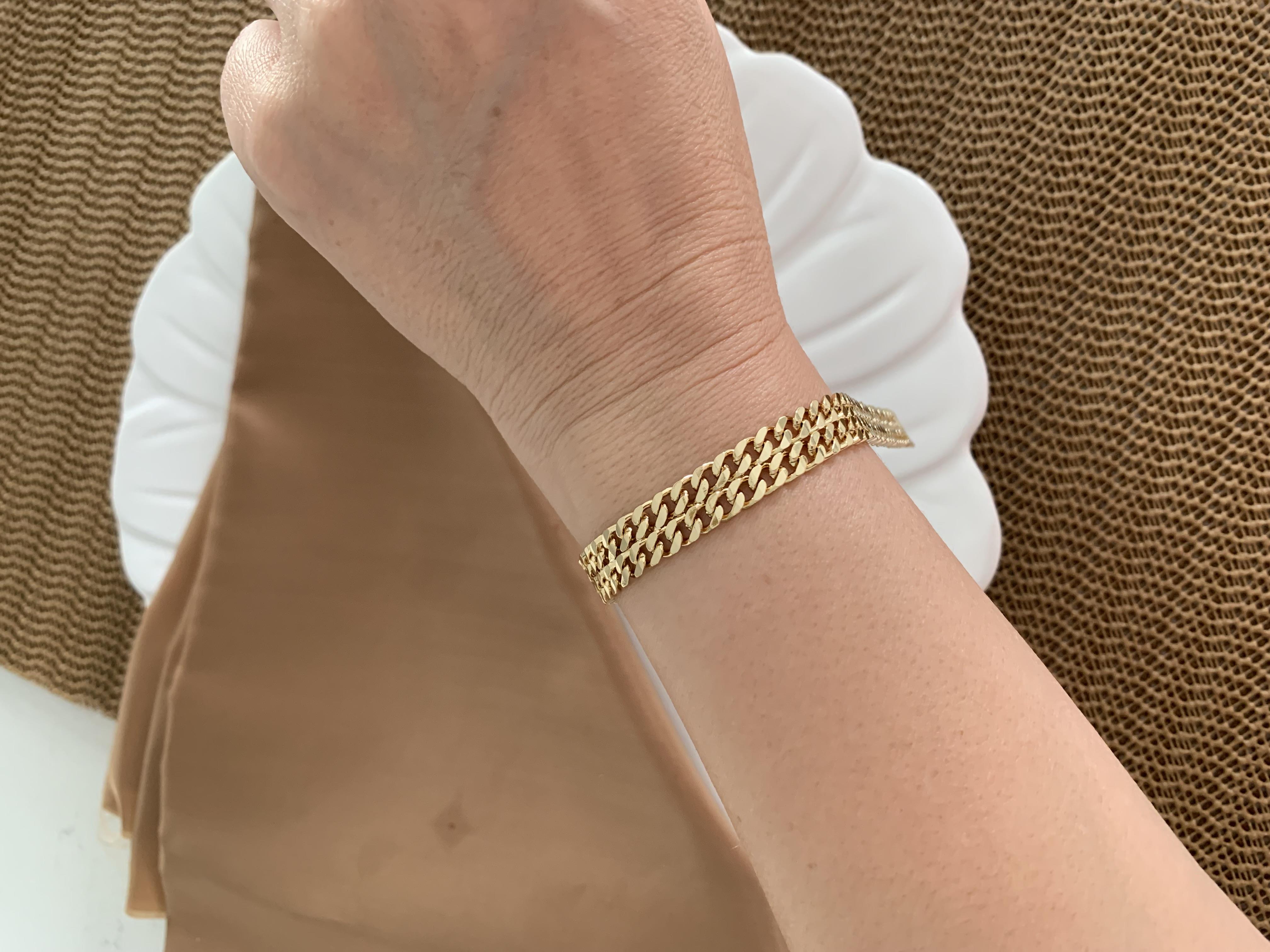 Vip Gold İki Sıra İç İçe Geçme Klasik Zincirli Bileklik