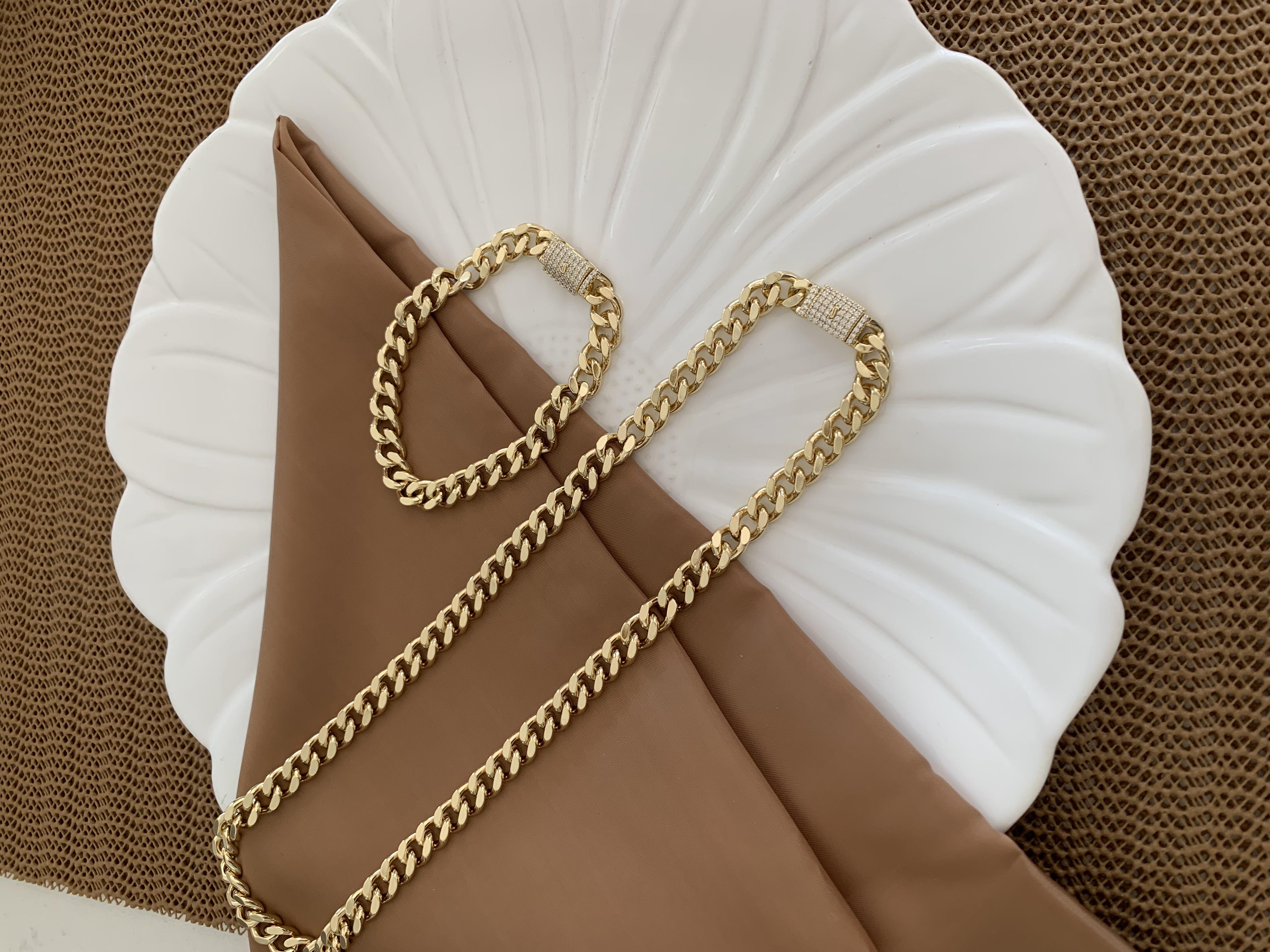 Vip Gold İnce Kesme Zincir Gurmet Kolye Bileklik Set