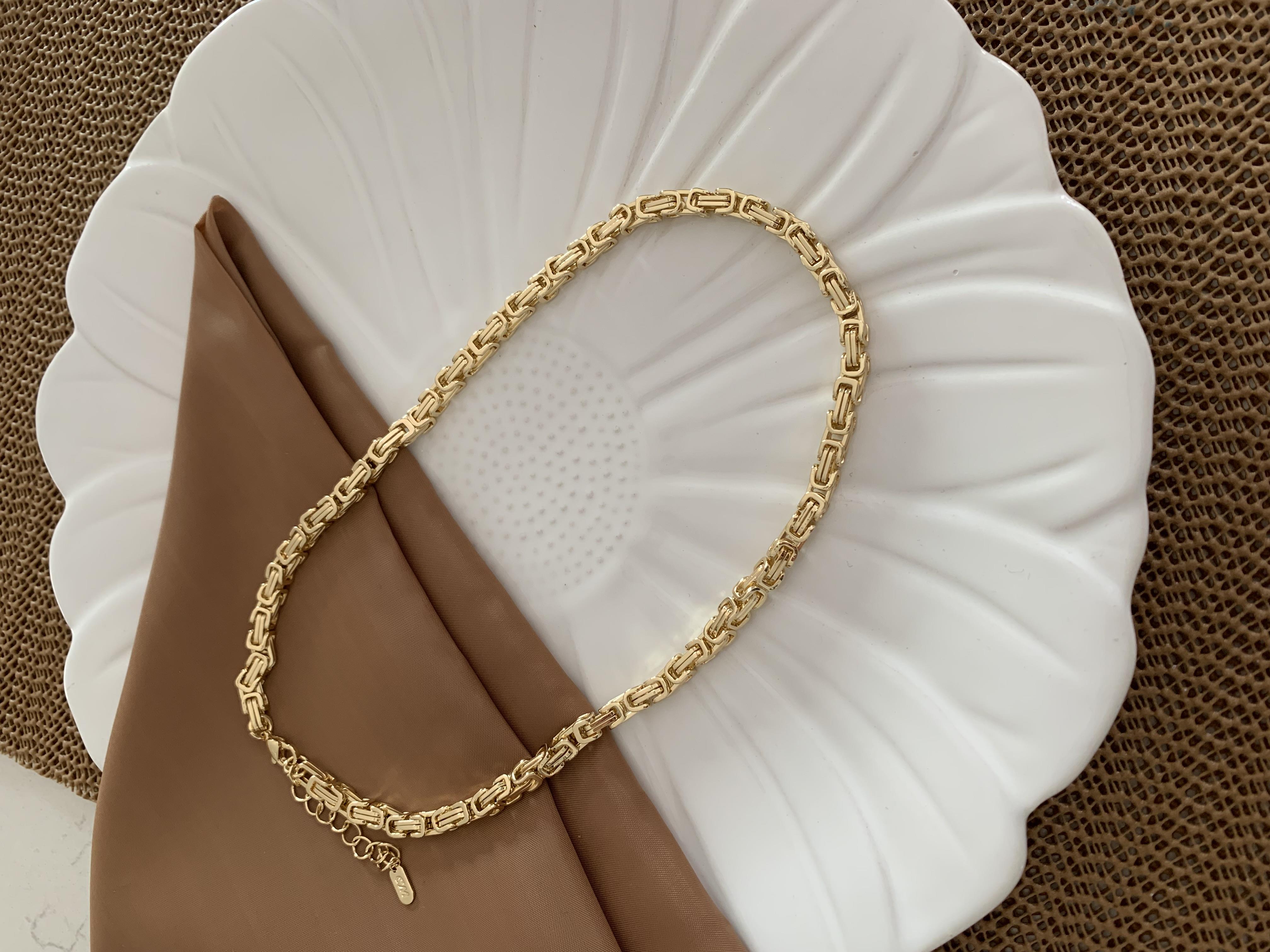 Vip Gold Kalın İç İçe Geçme S Tasarım Kolye