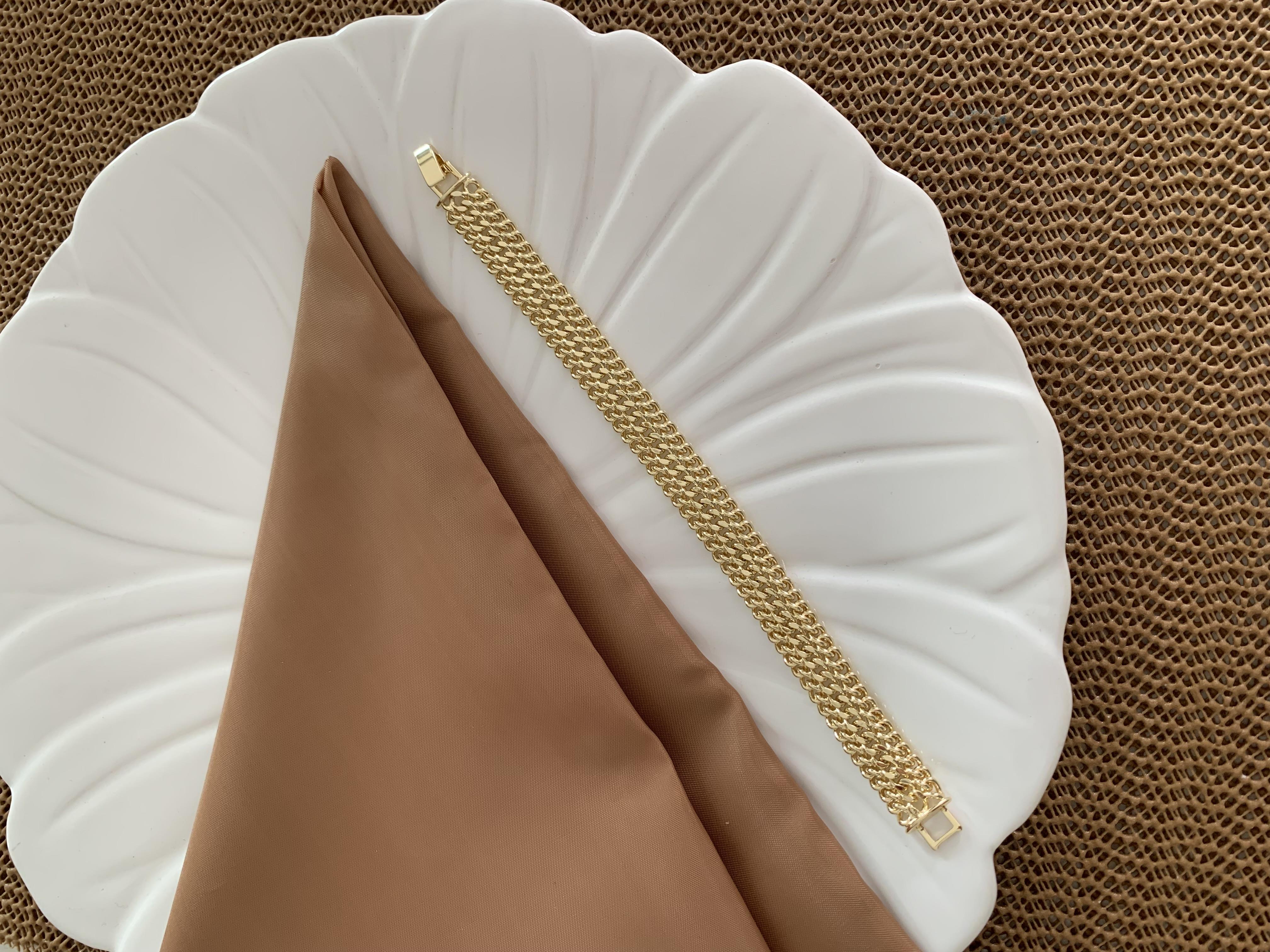 Vip Gold Kalın Üç Sıra Klasik Zincir Bileklik