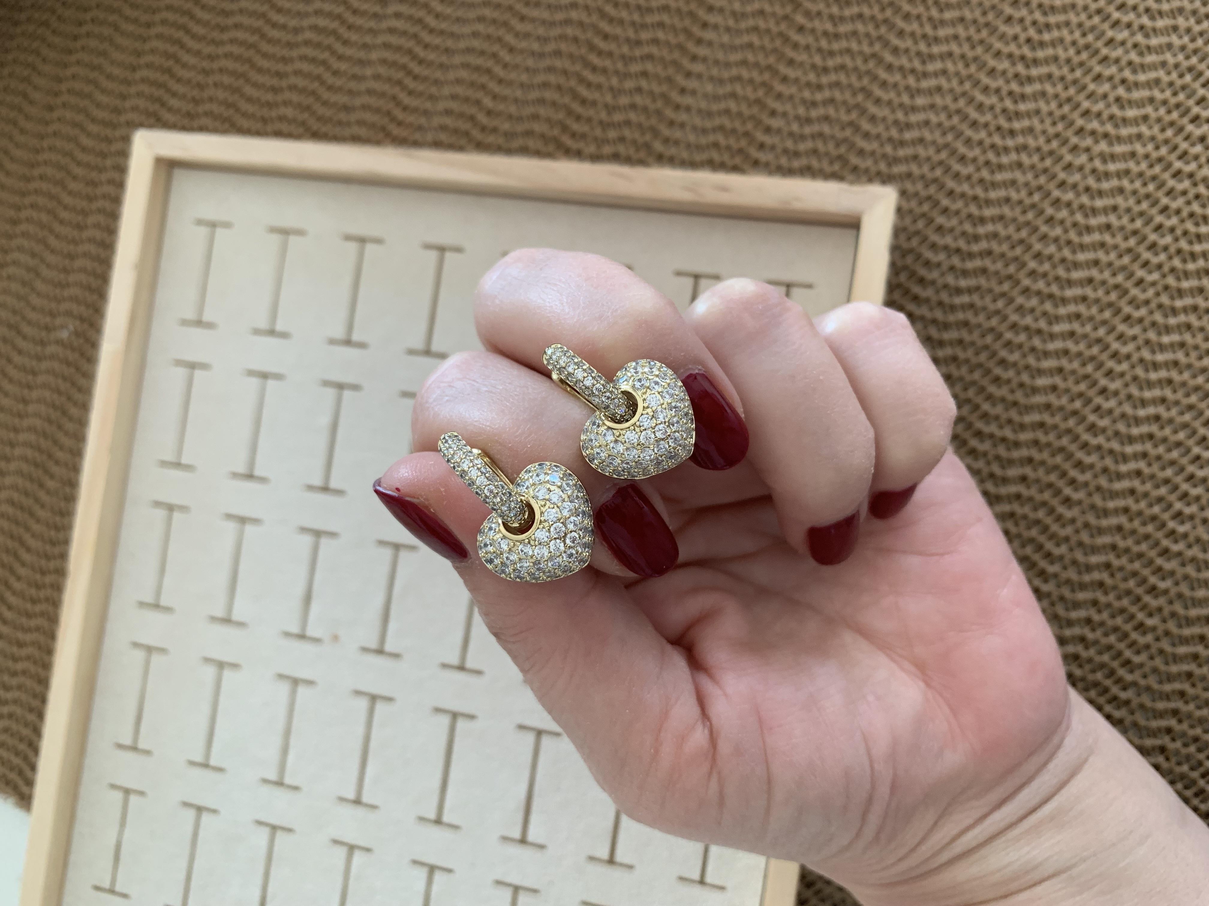 Vip Gold Komple Zirkon Taşlı Duble Kalp Küpe