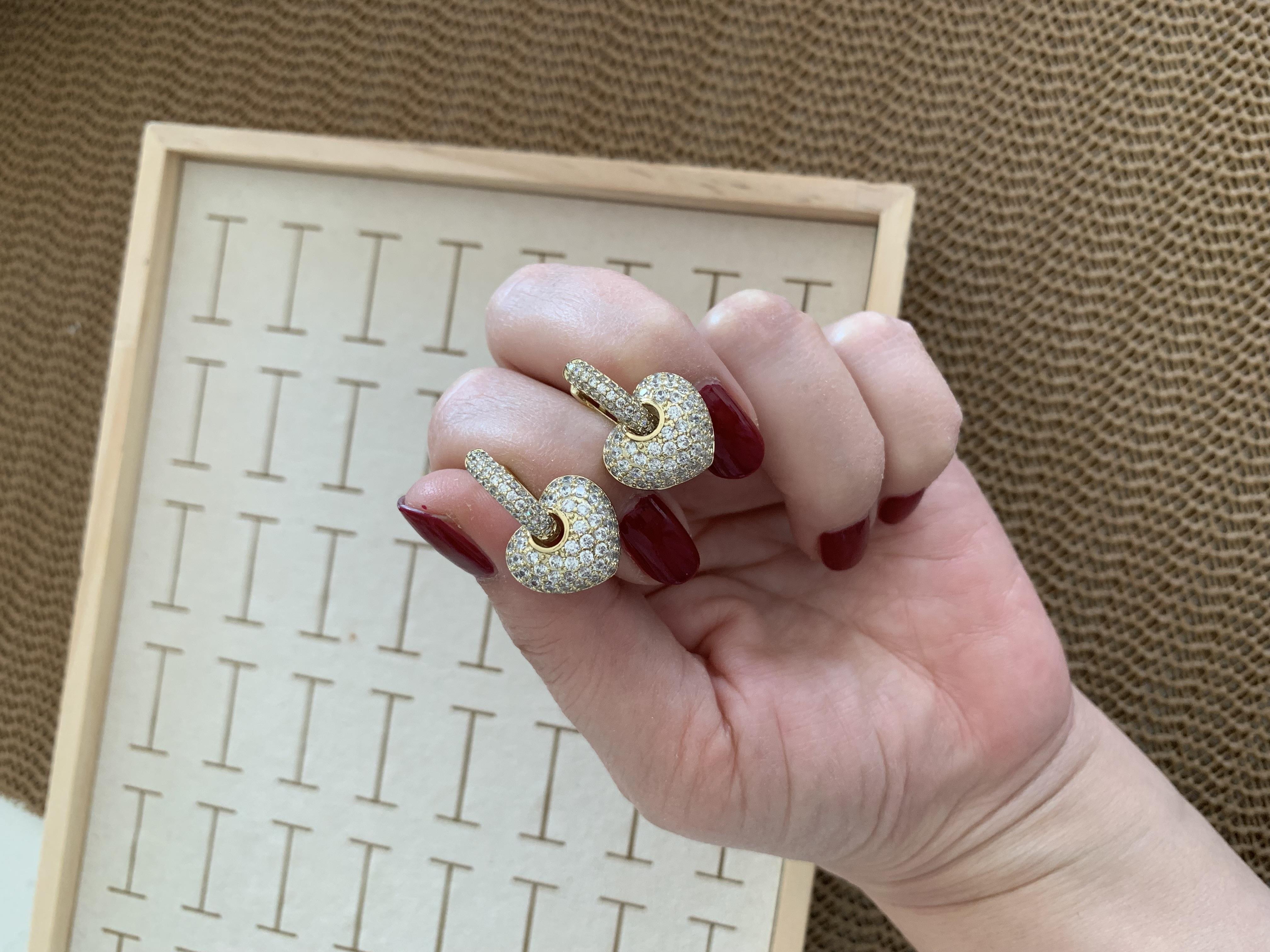 Vip Gold Komple Zirkon Taşlı Duble Kalp Küpe