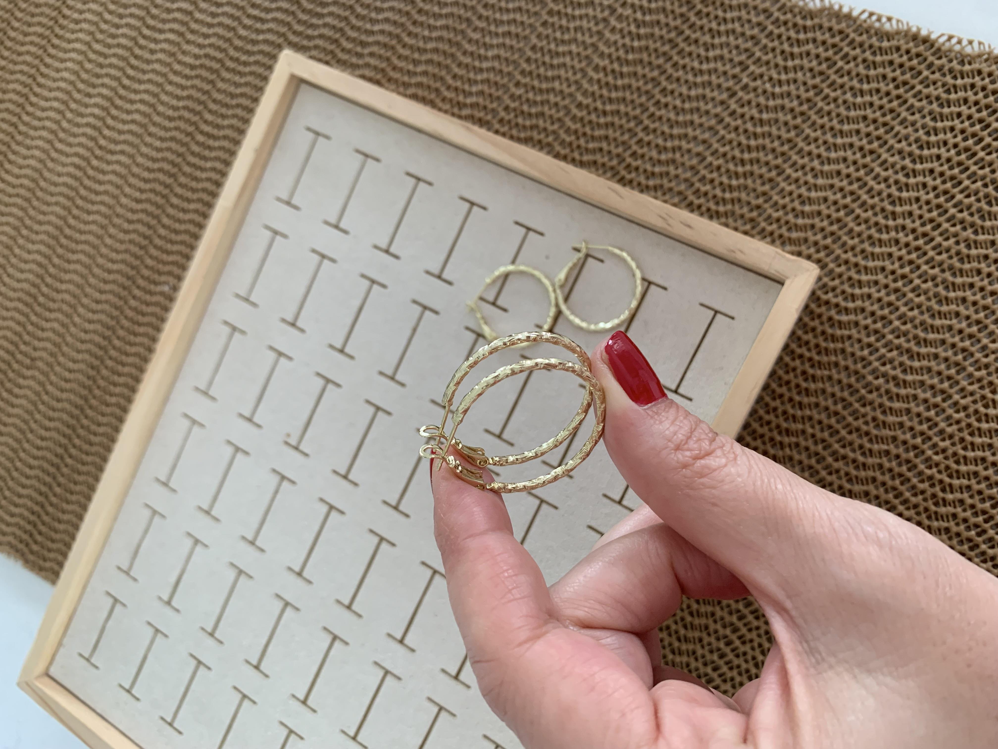 Vip Gold Pırıltılı Ezme Halka Küpe