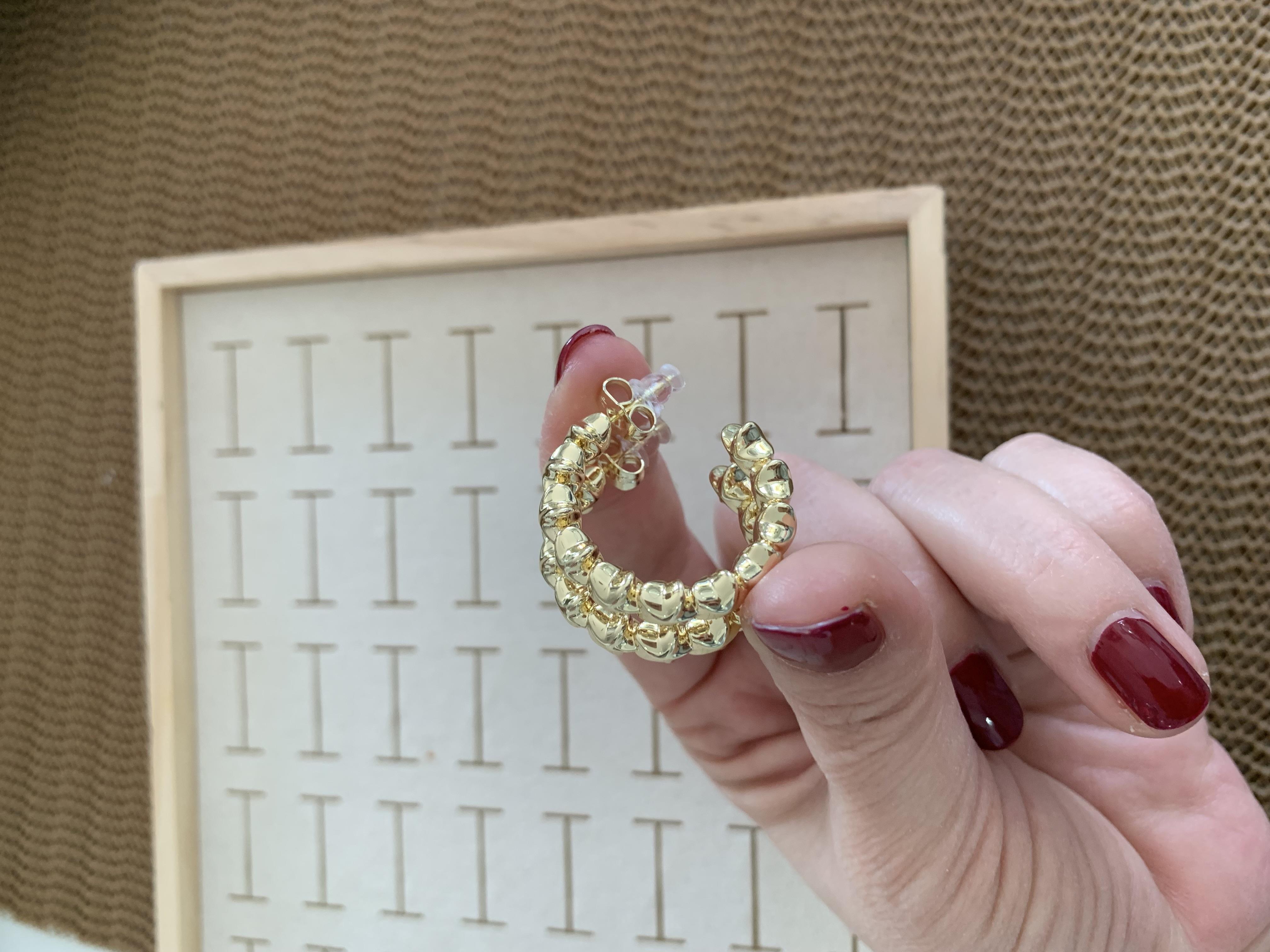 Vip Gold Plaka Yıldız Sıralı Ay Küpe