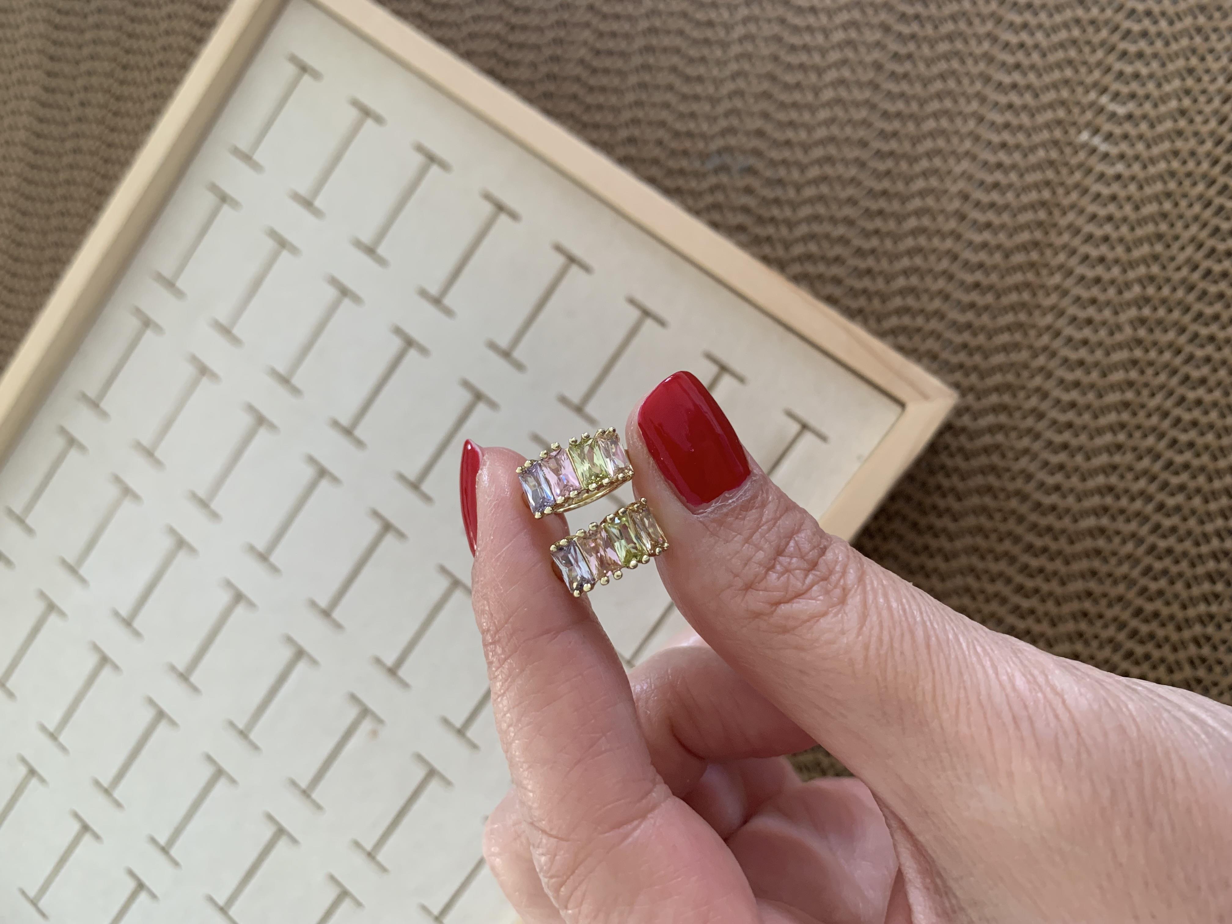 Vip Gold Renkli Baget Tek Taş Sıralı Küçük Halka Küpe