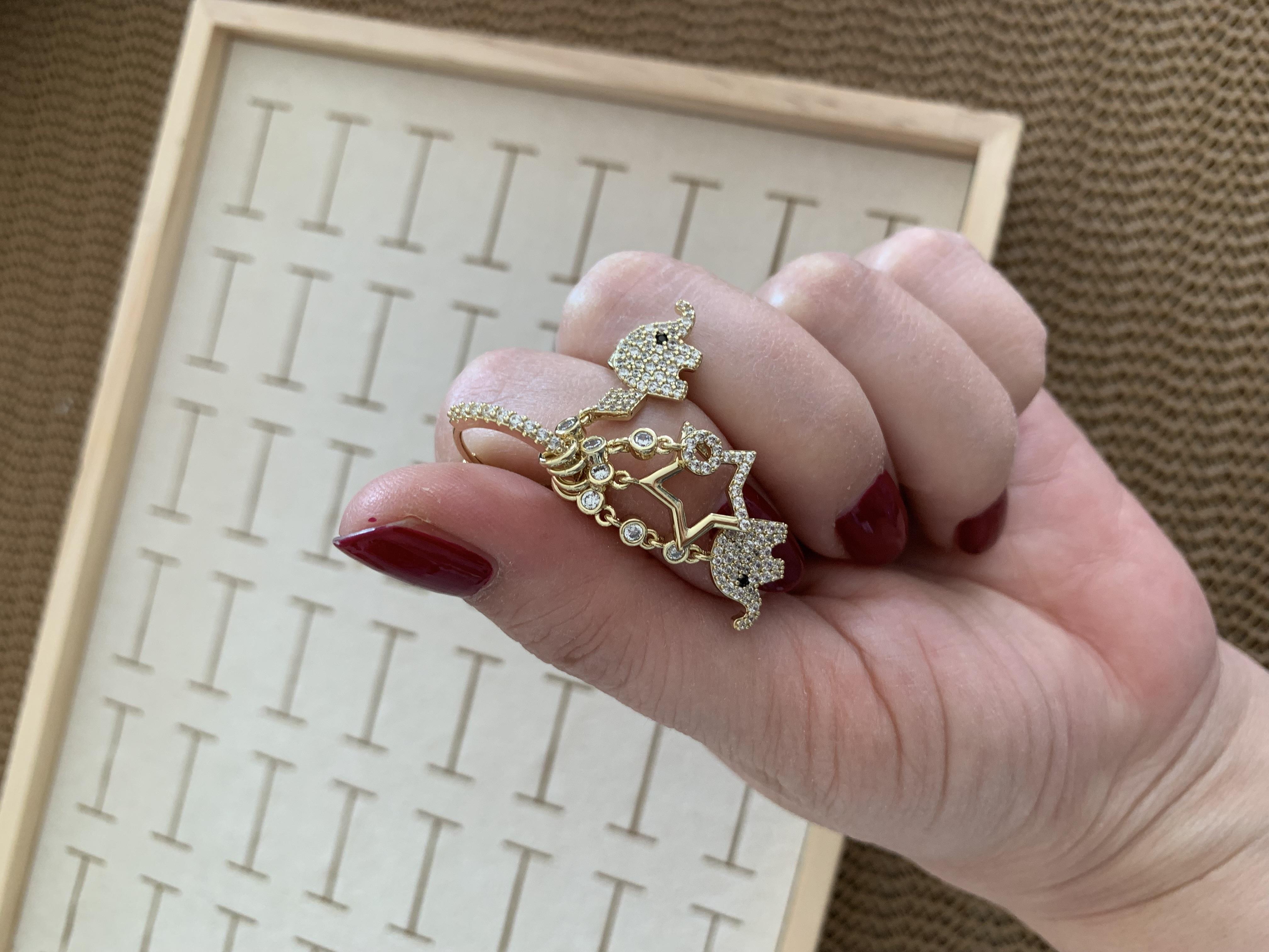 Vip Gold Zirkon Taşlı Fil Charm Tasarım Küpe