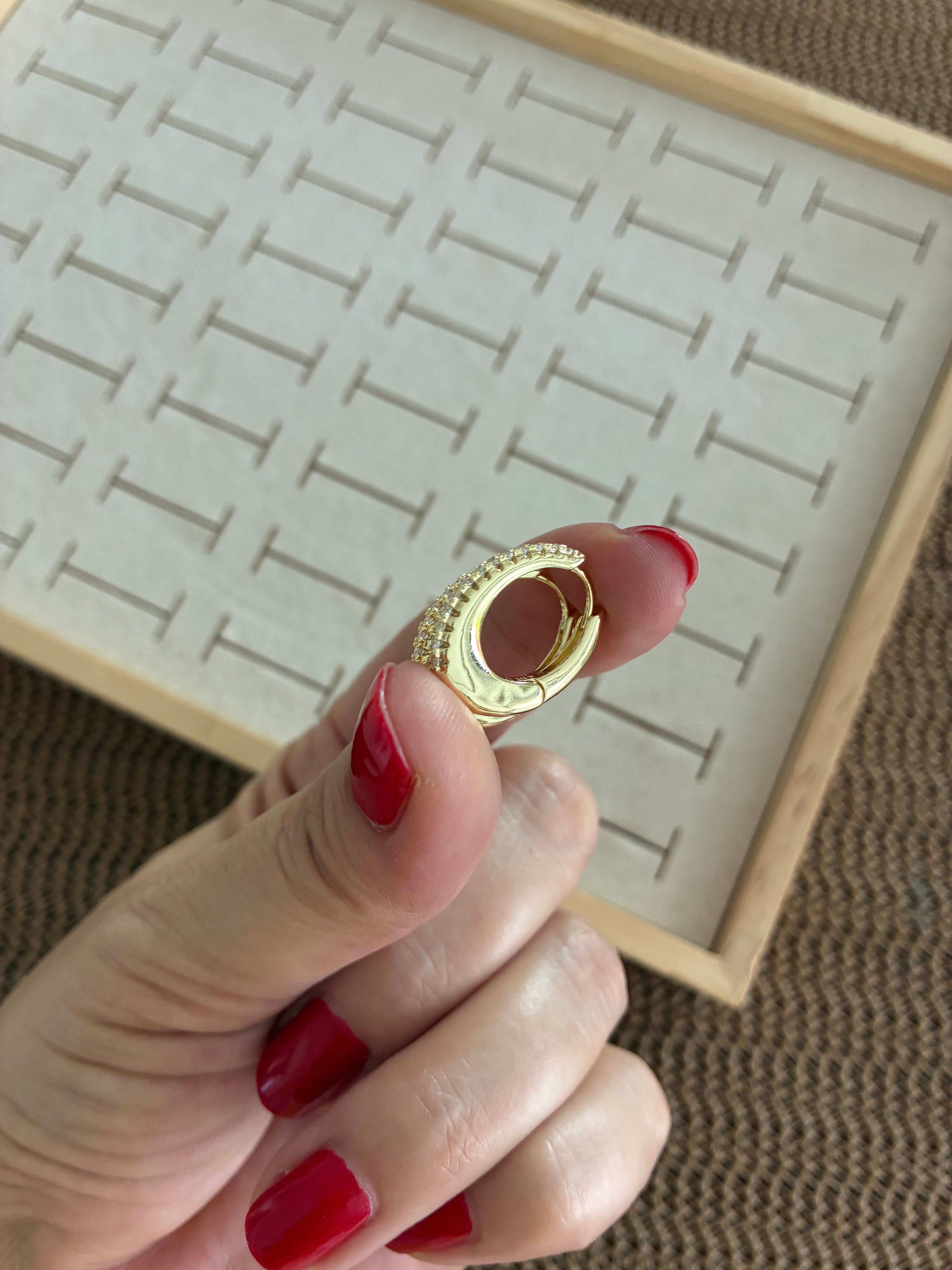 Vip Gold Zirkon Taşlı Küçük Damla Küpe