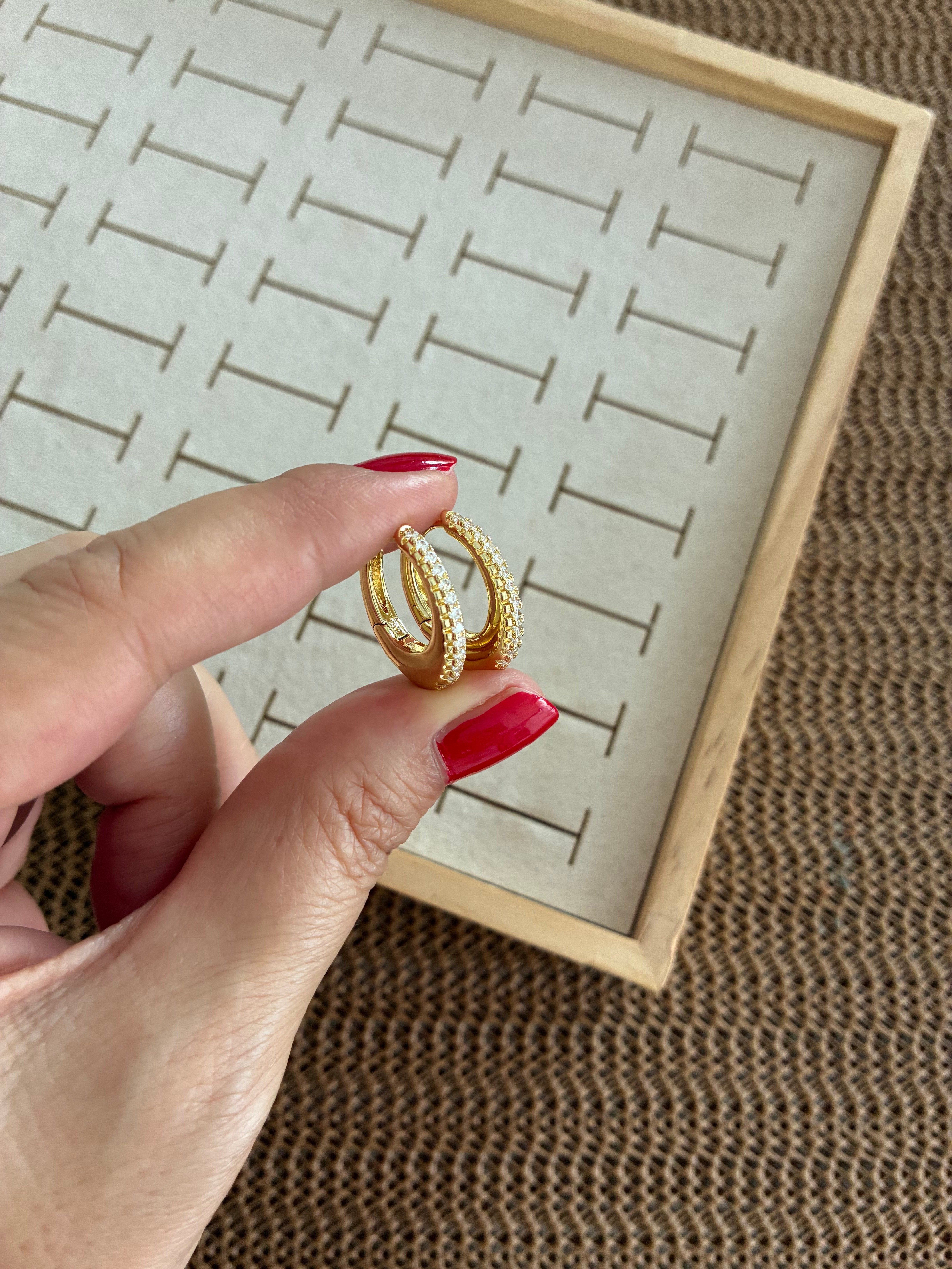 Vip Gold Zirkon Taşlı Küçük Damla Küpe