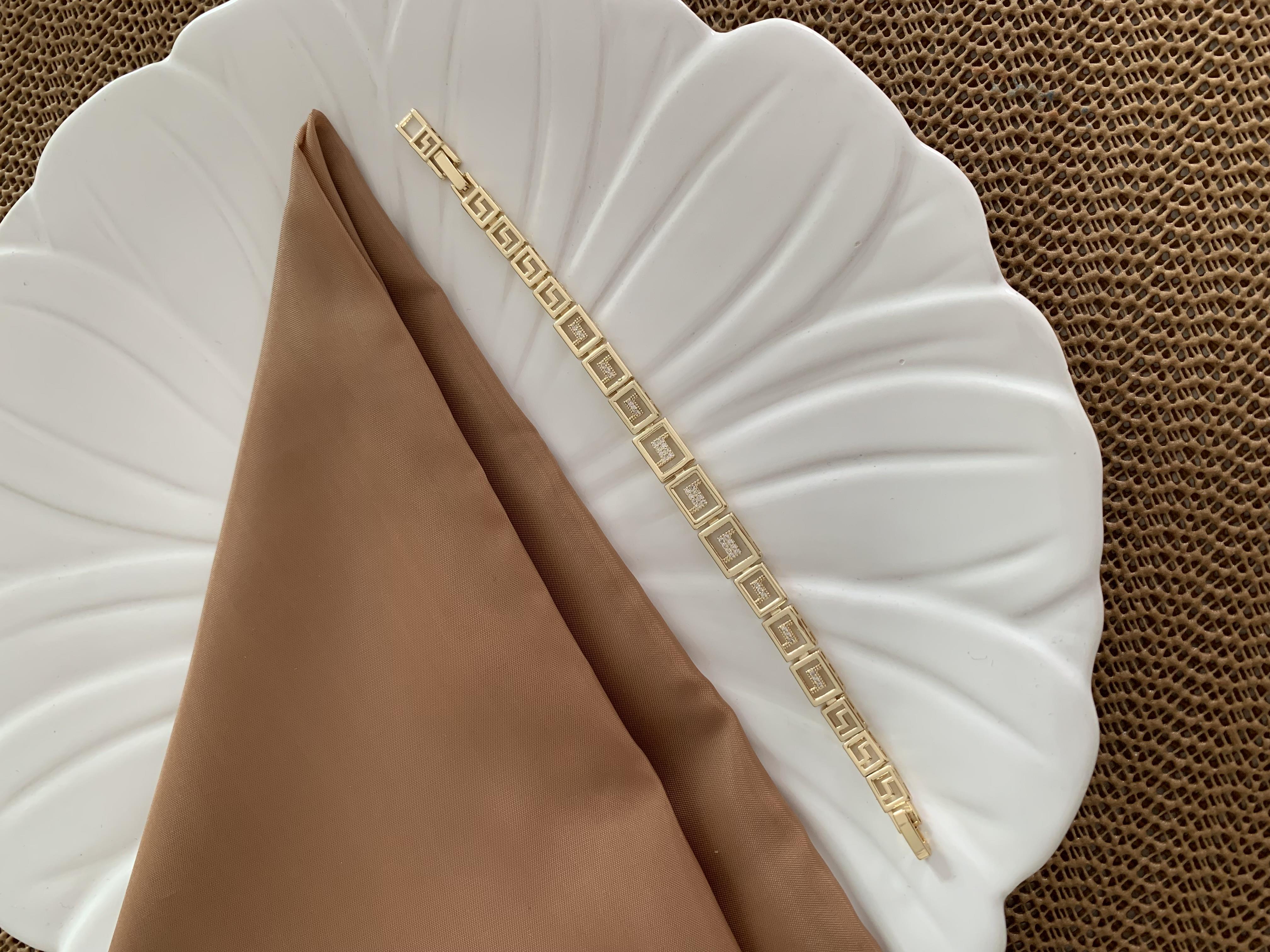 Vip Gold Zirkon Taşlı Plaka S Bileklik