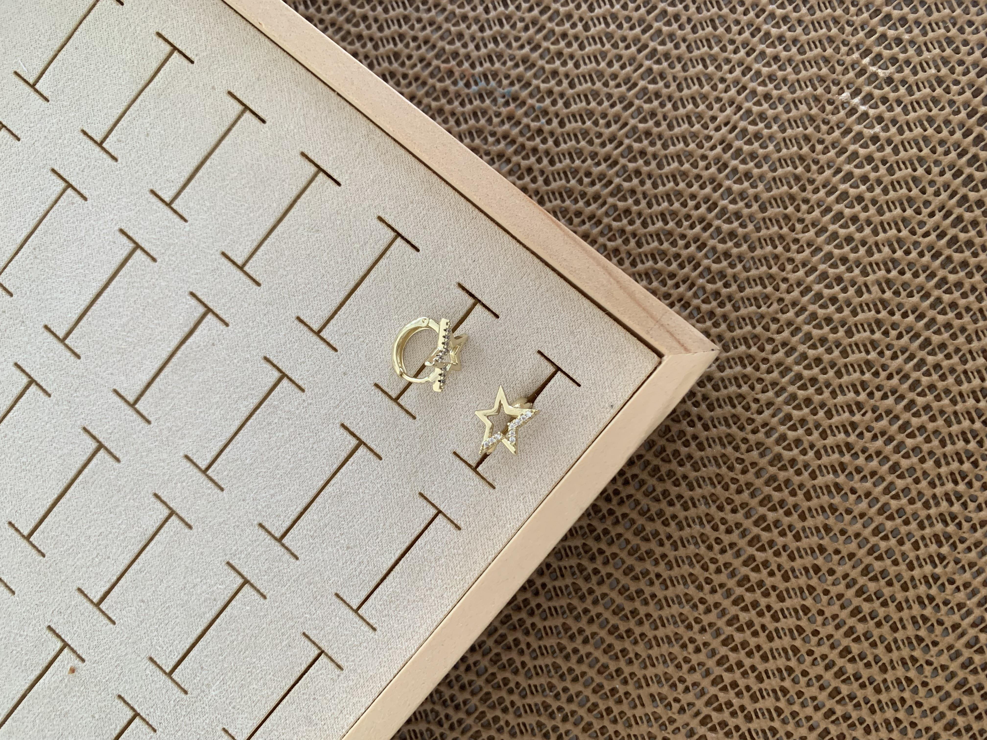 Vip Gold Zirkon Taşlı Yıldız Küçük Halka Küpe