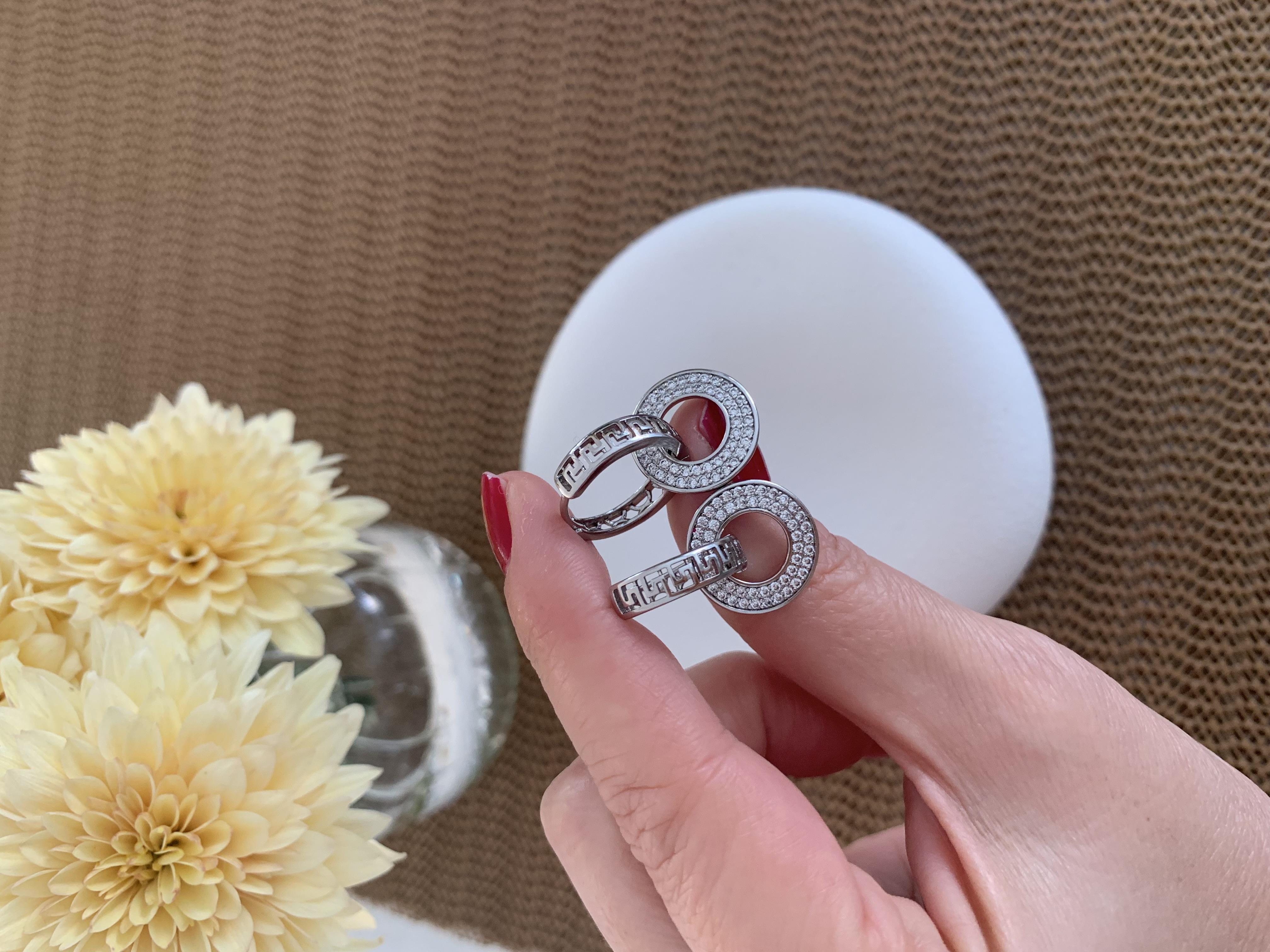 Vip Gümüş Zirkon Taş Daire Sallantılı S Sıralı Halka Küpe