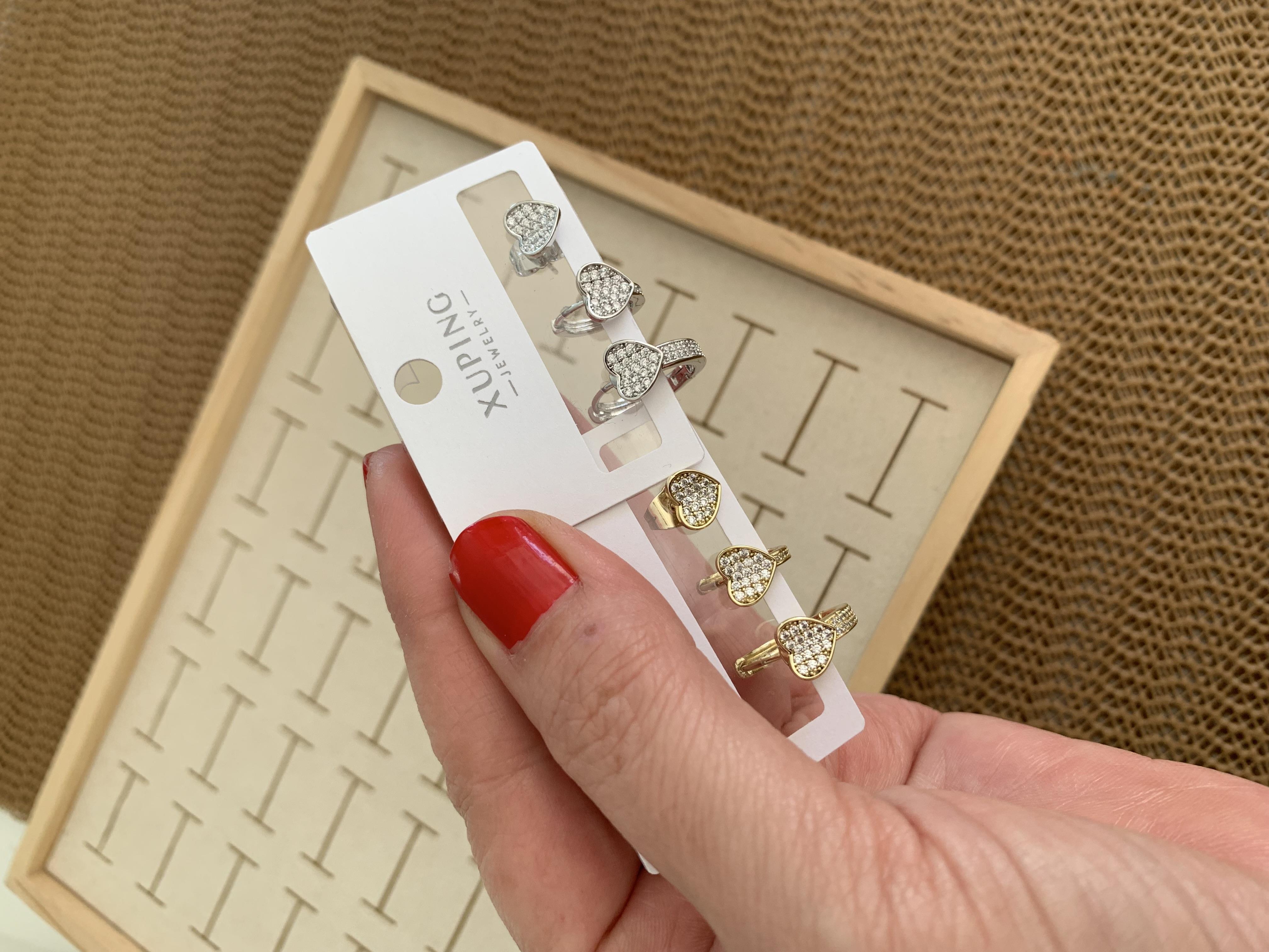 Vip Zirkon Taşlı Kalp Üçlü Set Halka Küpe