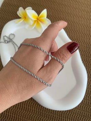 Çelik 60 Cm 2 mm Burgu Zincir Kolye Gümüş