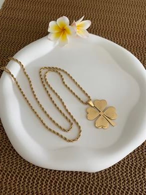 Çelik 60 Cm Burgu Zincir Yonca Kolye