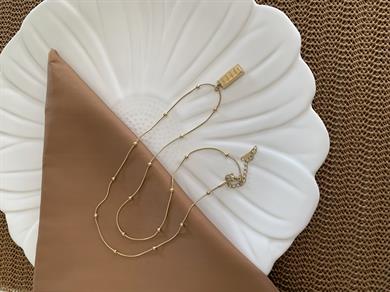 Çelik 60 Cm Gold Topçuklu Zincir Külçe Altın Tasarım Kolye