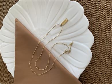 Çelik 60 Cm Gold Topçuklu Zincir Külçe Altın Tasarım Kolye