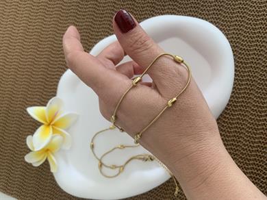 Çelik 60 Cm Küp İtalyan Badem Sıralı Kolye Gold