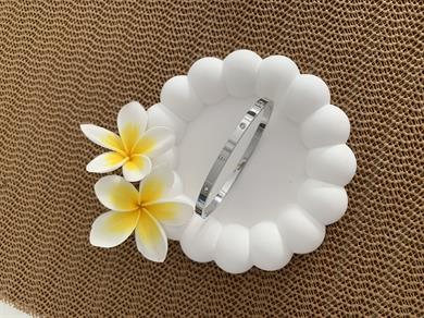 Çelik Crt Bebe Boy İnce Taşlı Kelepçe Gümüş