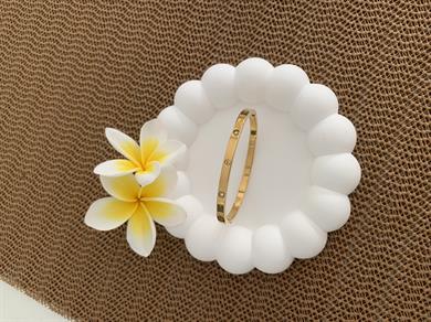 Çelik Crt Bebe Boy İnce Taşlı Kelepçe Gold