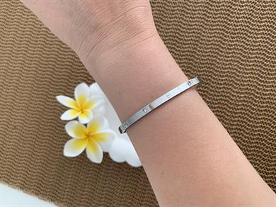 Çelik Crt Bebe Boy İnce Taşlı Kelepçe Gümüş