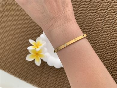 Çelik Crt Bebe Boy İnce Taşlı Kelepçe Gold