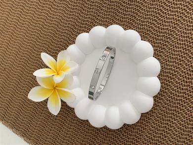 Çelik Crt Bebe Boy Kalın Taşlı Kelepçe Gümüş