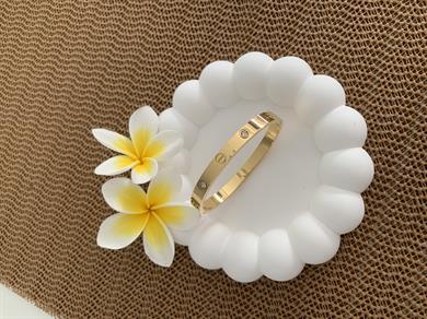 Çelik Crt Bebe Boy Kalın Taşlı Kelepçe Gold