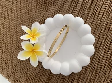 Çelik Crt İnce Taşlı Kelepçe Gold