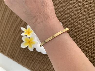 Çelik Crt İnce Taşlı Kelepçe Gold