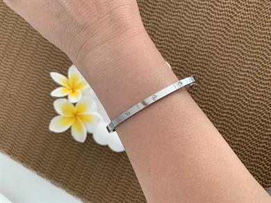 Çelik Crt İnce Taşsız Kelepçe Gümüş