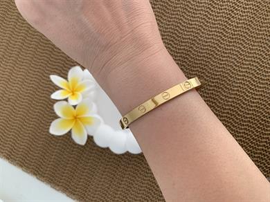 Çelik Crt Kalın Taşsız Kelepçe Gold