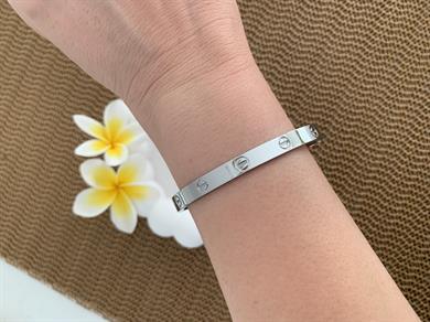 Çelik Crt Kalın Taşsız  Kelepçe Gümüş