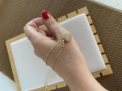 Çelik Ezme Zincir Zirkon Taşlı Kalp Tasarım Kolye