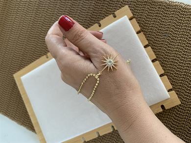 Çelik Ezme Zincir Zirkon Taşlı Kutup Yıldız Tasarım Kolye