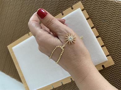 Çelik Ezme Zincir Zirkon Taşlı Kutup Yıldız Tasarım Kolye