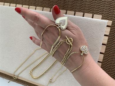 Çelik Gold 3 Lü Zirkon Taşlı Kalp Set Kolye