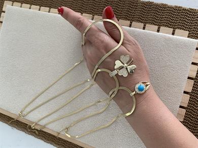 Çelik Gold 3 Lü Zirkon Taşlı Yonca Set Kolye