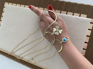 Çelik Gold 3 Lü Zirkon Taşlı Yonca Set Kolye